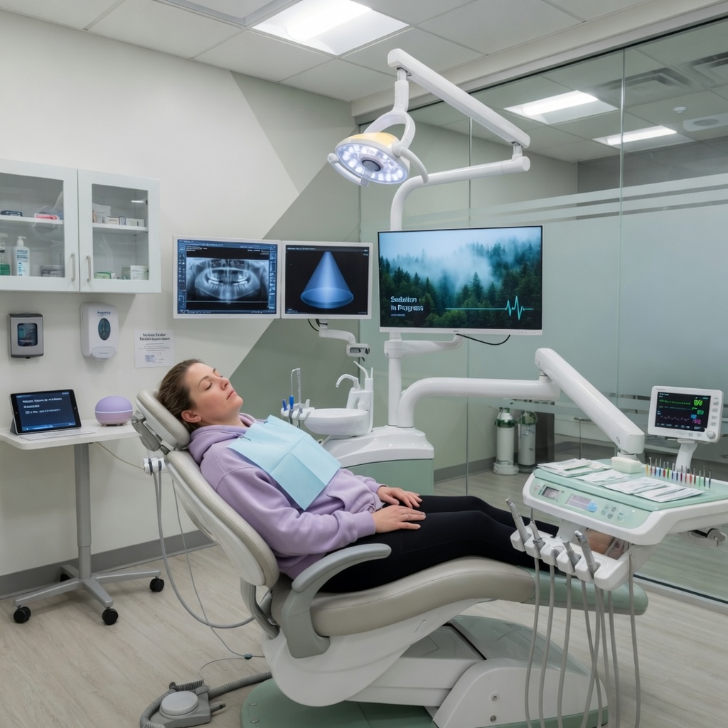 Relaxed emergency dental patient sleeping comfortably during sedation dentistry